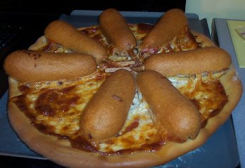 Corndog pizza