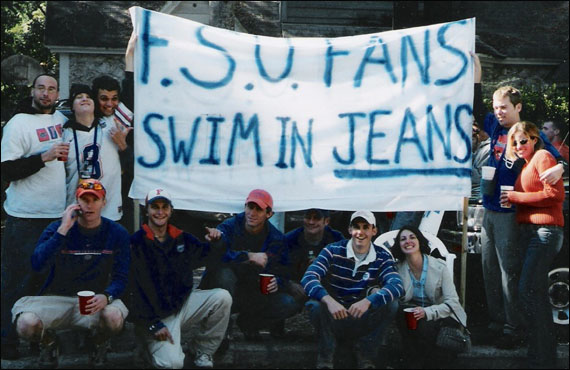 FSU fans swim in jean shorts
