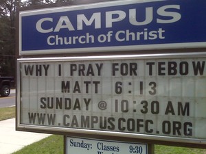 Tebow church sign